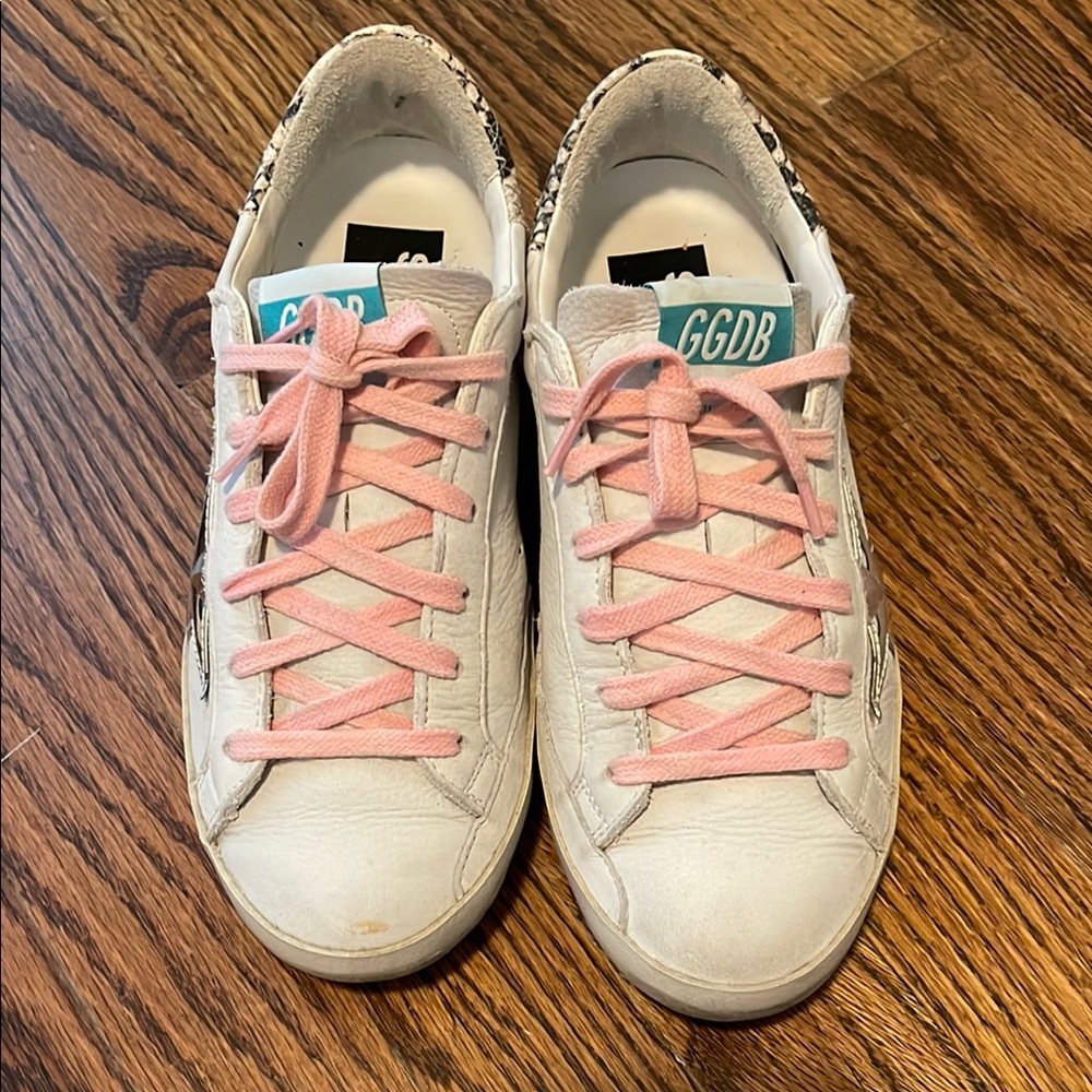 Golden Goose White Sneakers with Pink Laces